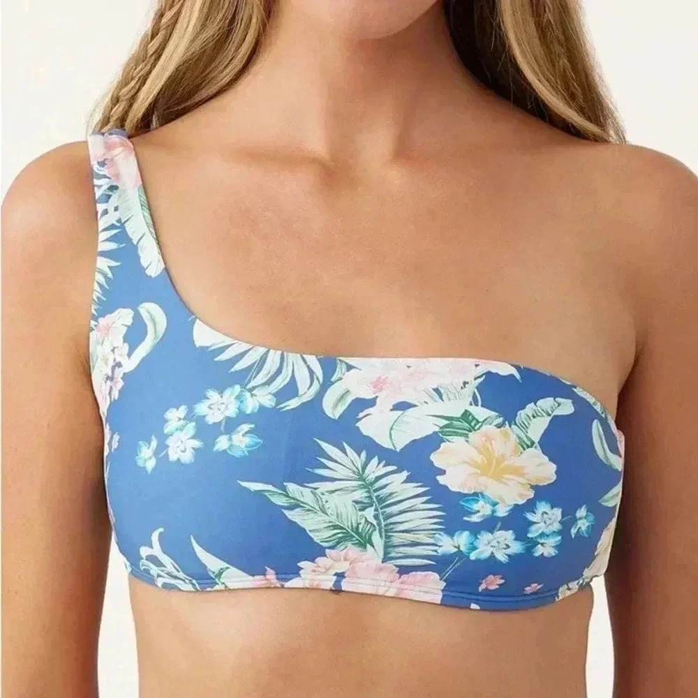 NWT women’s O’Neill swim bikini top one shoulder size M tulum‎ tropical